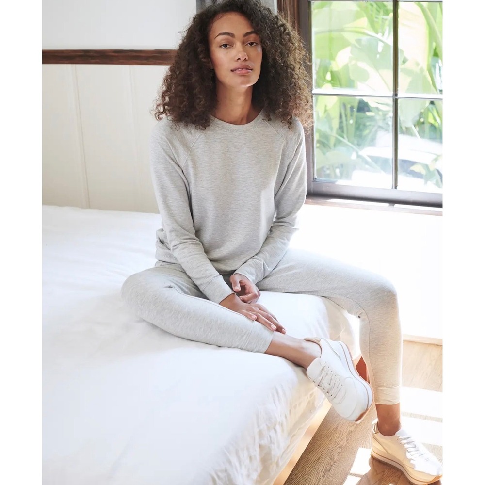 Quince Supersoft Fleece Crew Heather‎ Grey Sweatshirt Tencel Modal Blend Large